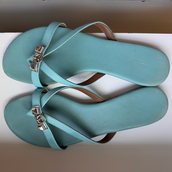 Hermes Epsom Corfou Sandals Bleu Atoll size 38 - Picture 4 of 7